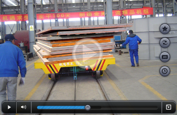 Detachable transfer trolley mounted on track for forging plant video picture