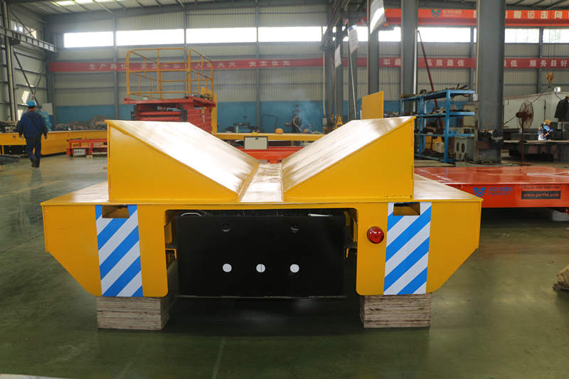 Coils handling rail transfer trailer powered by rails system