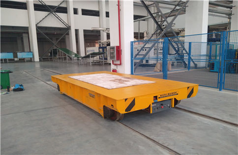 Safe low voltage powered factory apply rail transport cart
