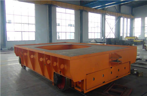 Steel mill apply conductor rail powered cargo handling cart